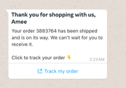 Template message for shipping update