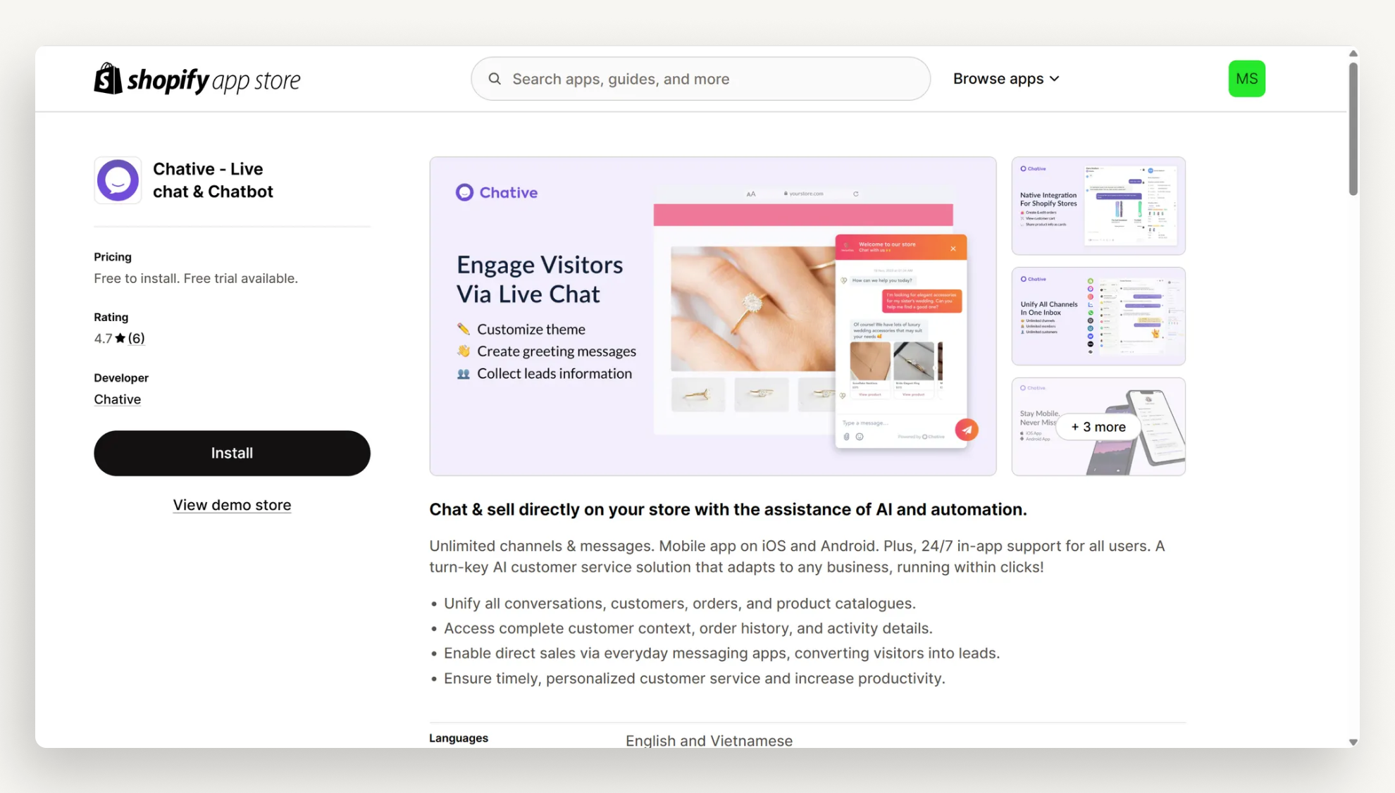 Install Chative ‑ Live chat &amp; Chatbot