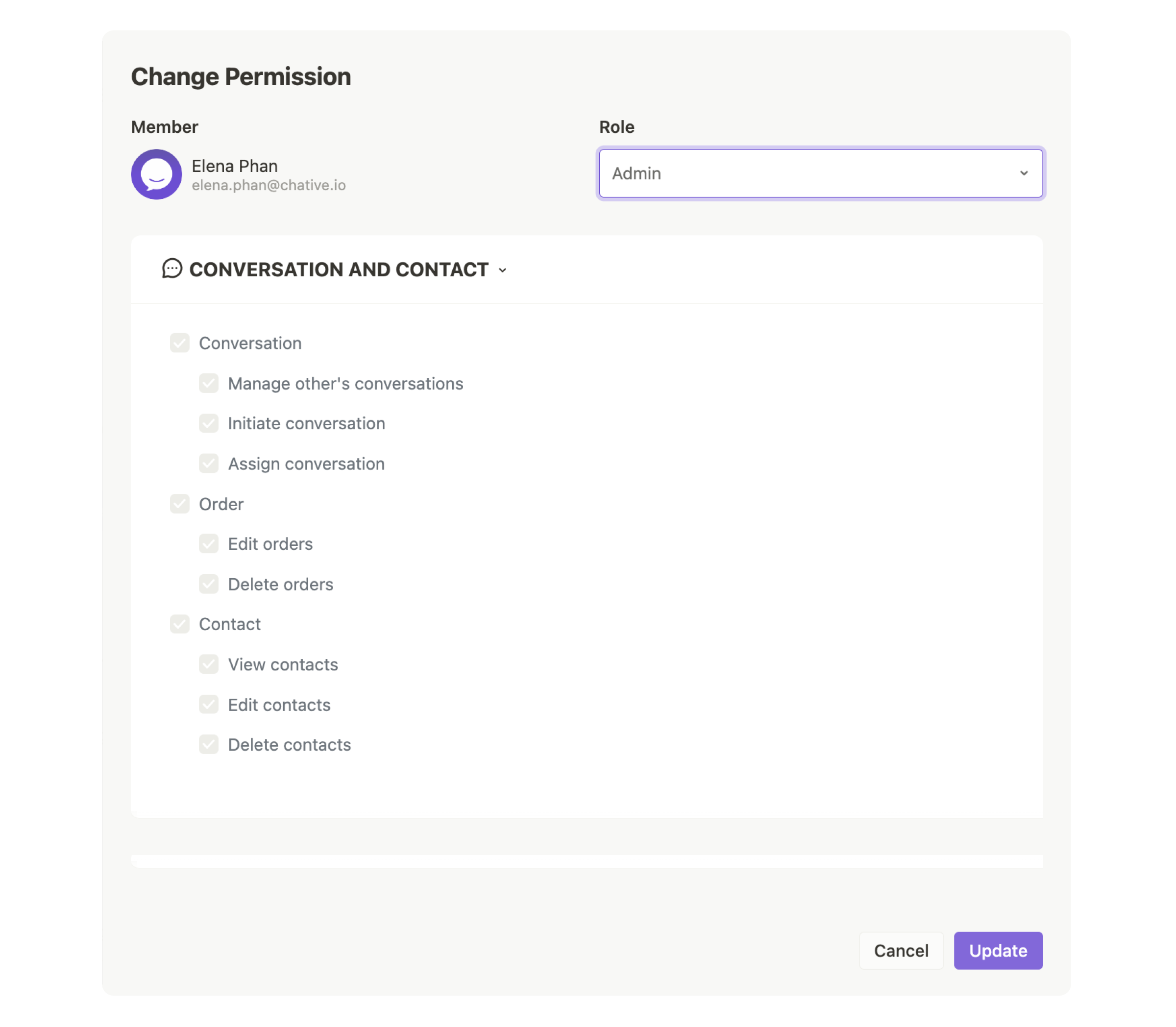 Conversation and Contact permissions