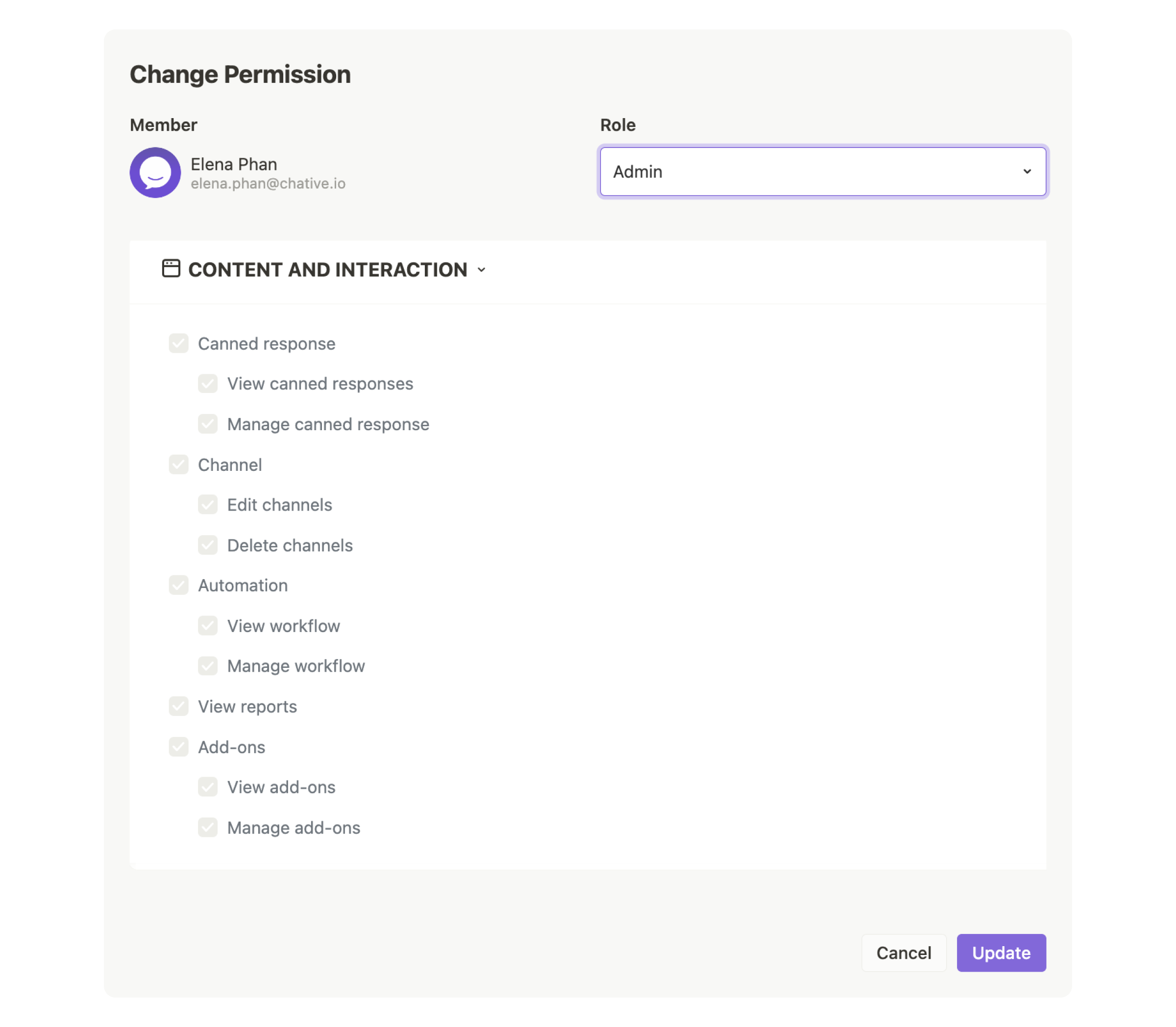 Content and Interaction permissions