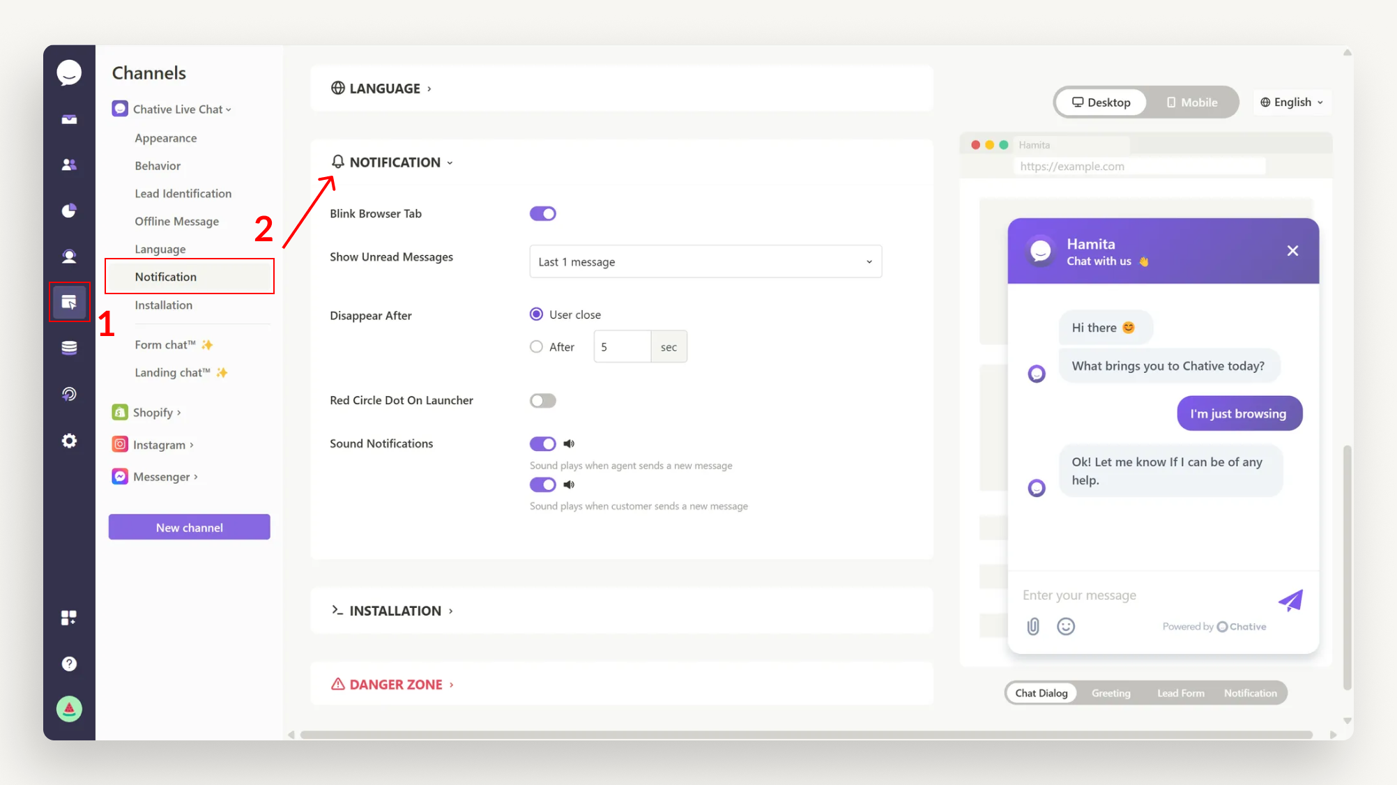 Set Up Live Chat Notification