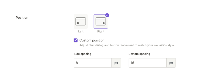 Live chat position