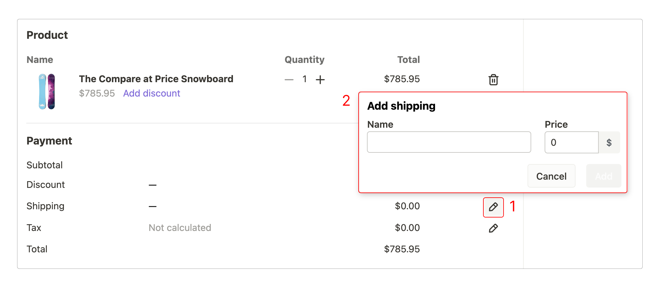 Add shipping cost