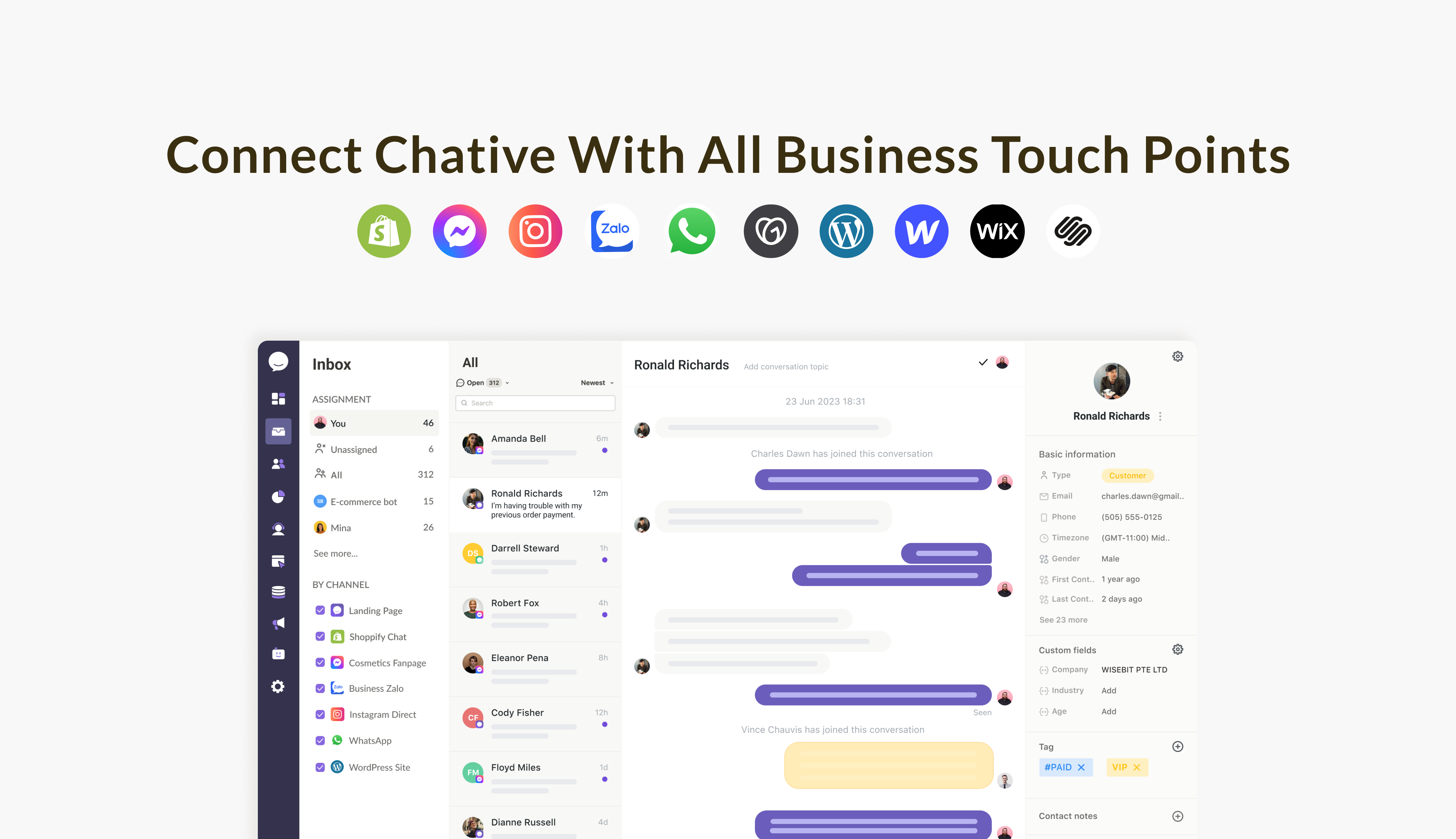 Connect Chative.IO with all business touch points