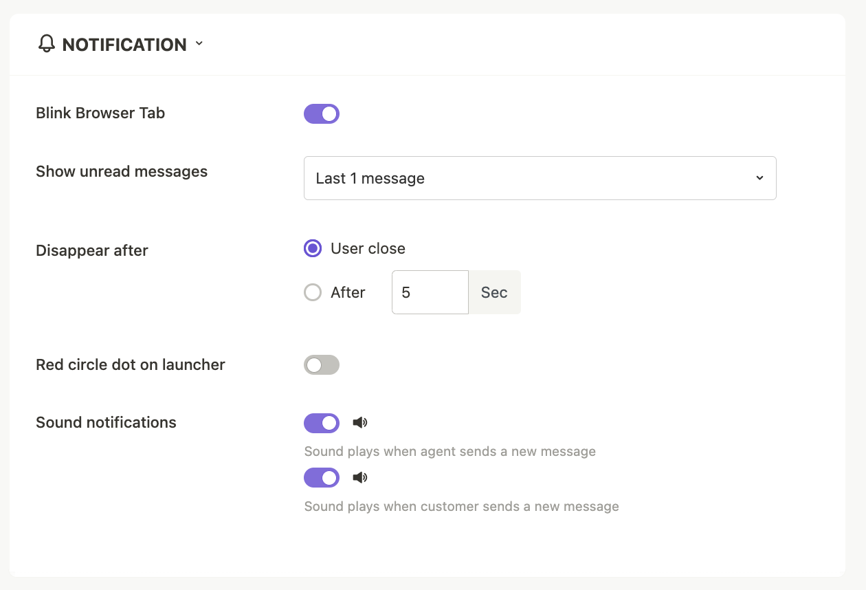 Set up live chat notification