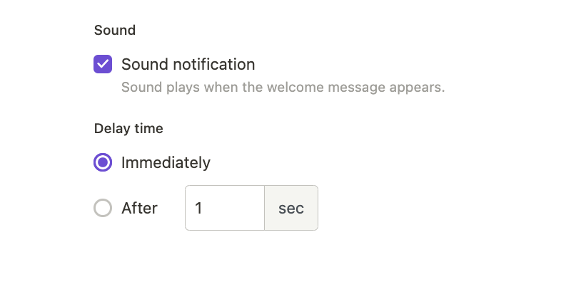Welcome message notification
