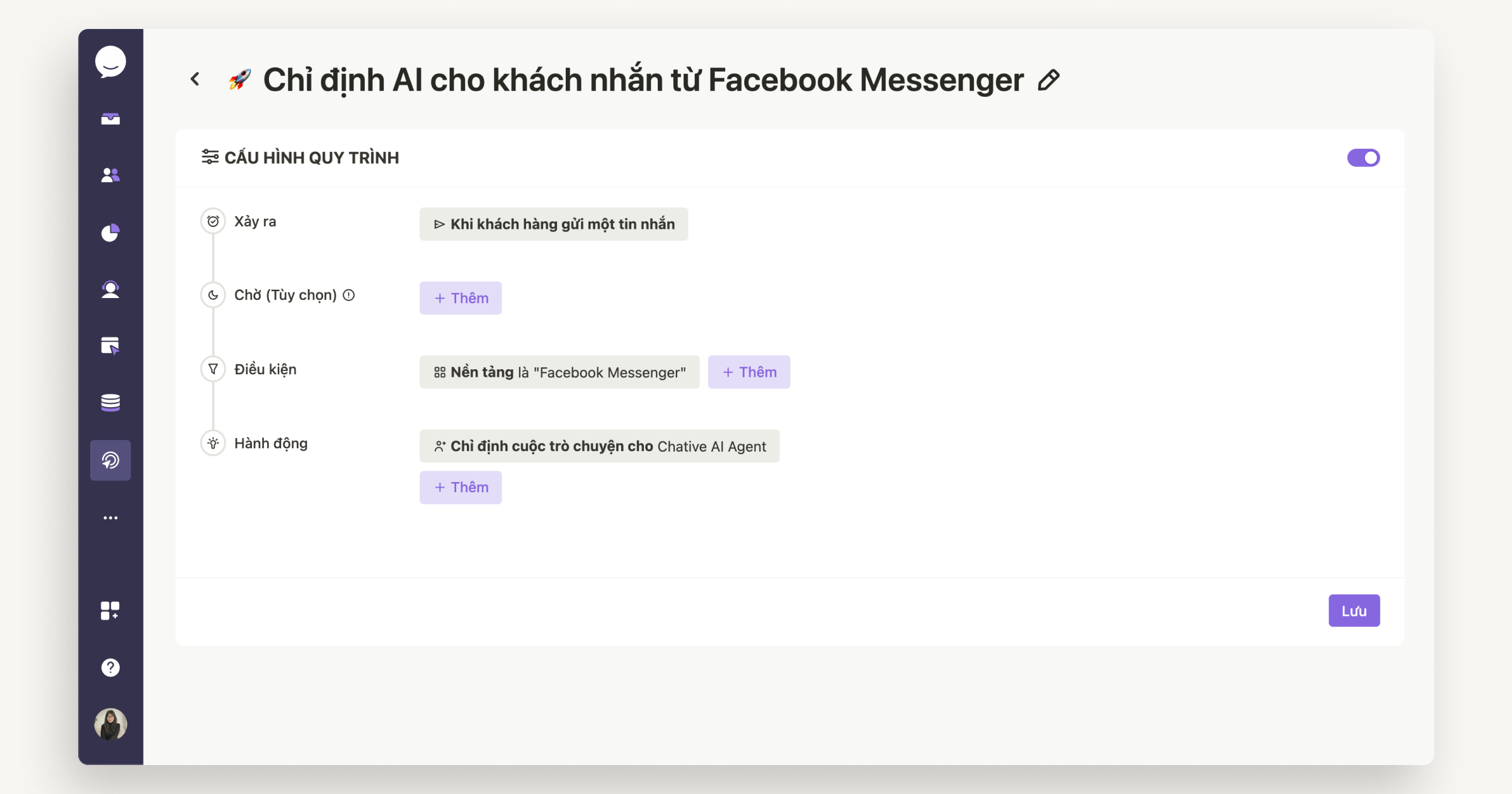 Chỉ định AI cho khách nhắn từ trang Facebook Messenger