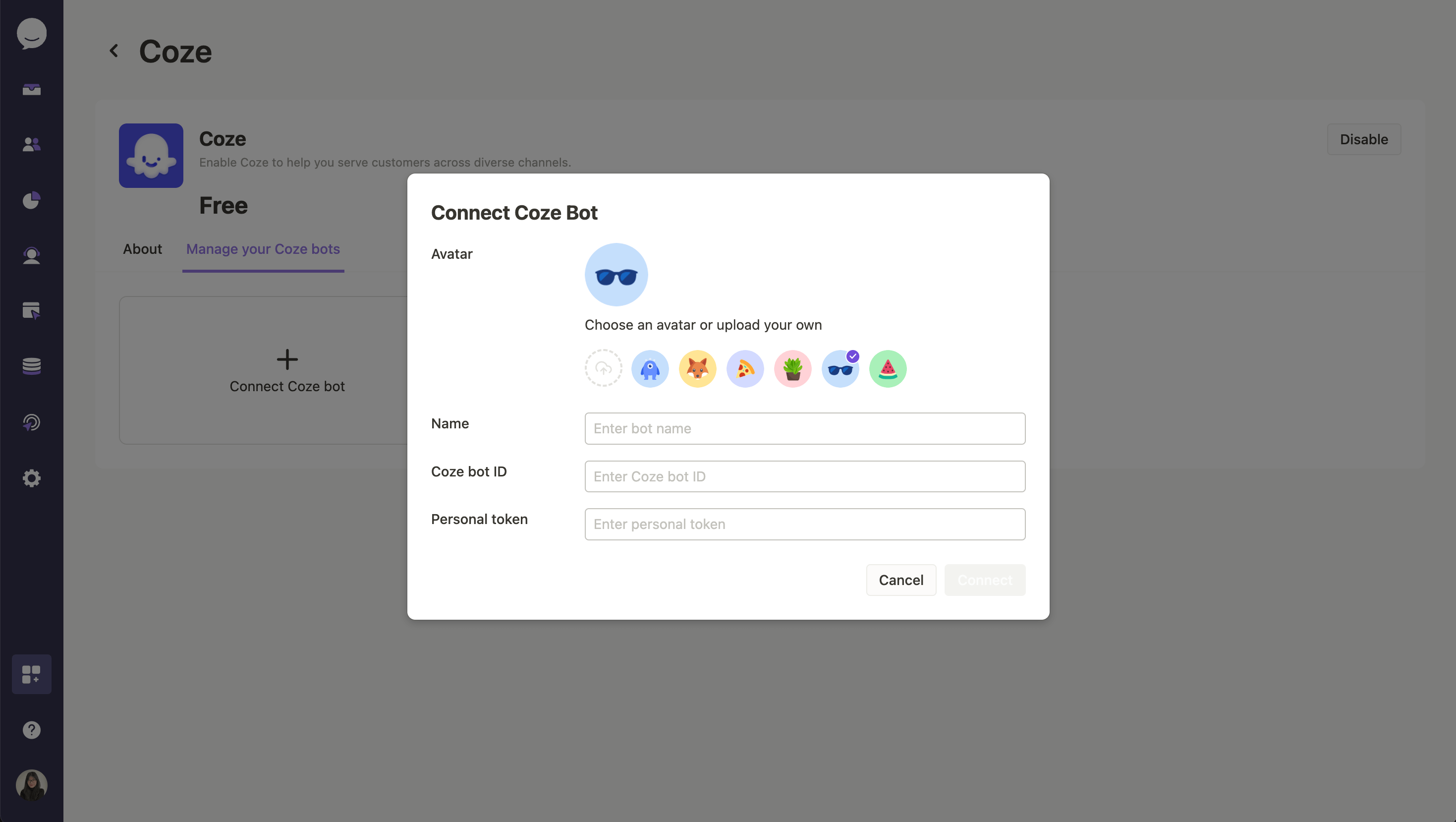 Kết nối bot Coze