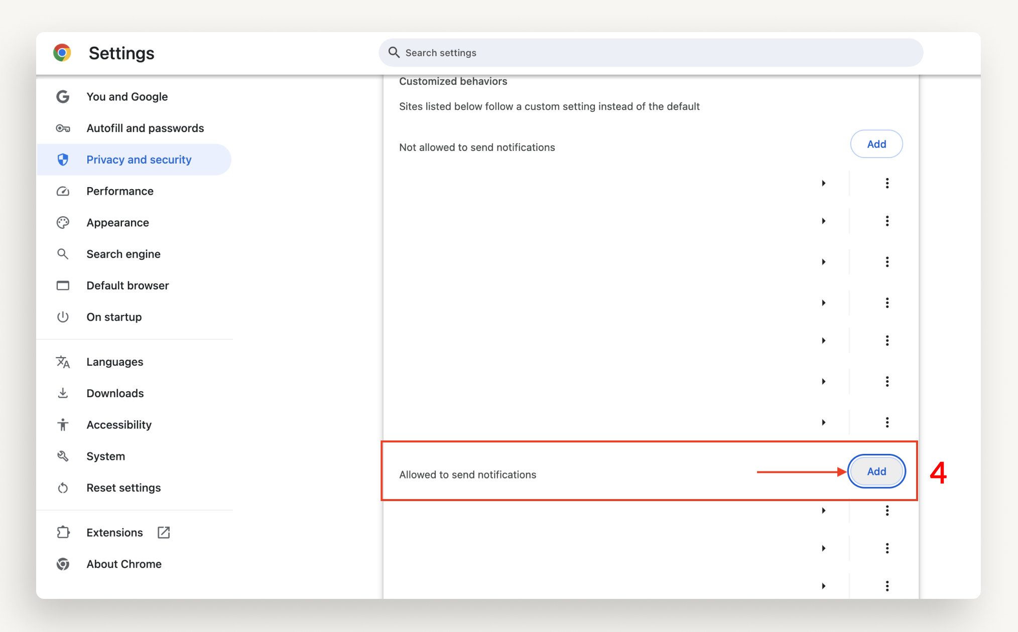Cài đặt thông báo Google Chrome - Bước 3