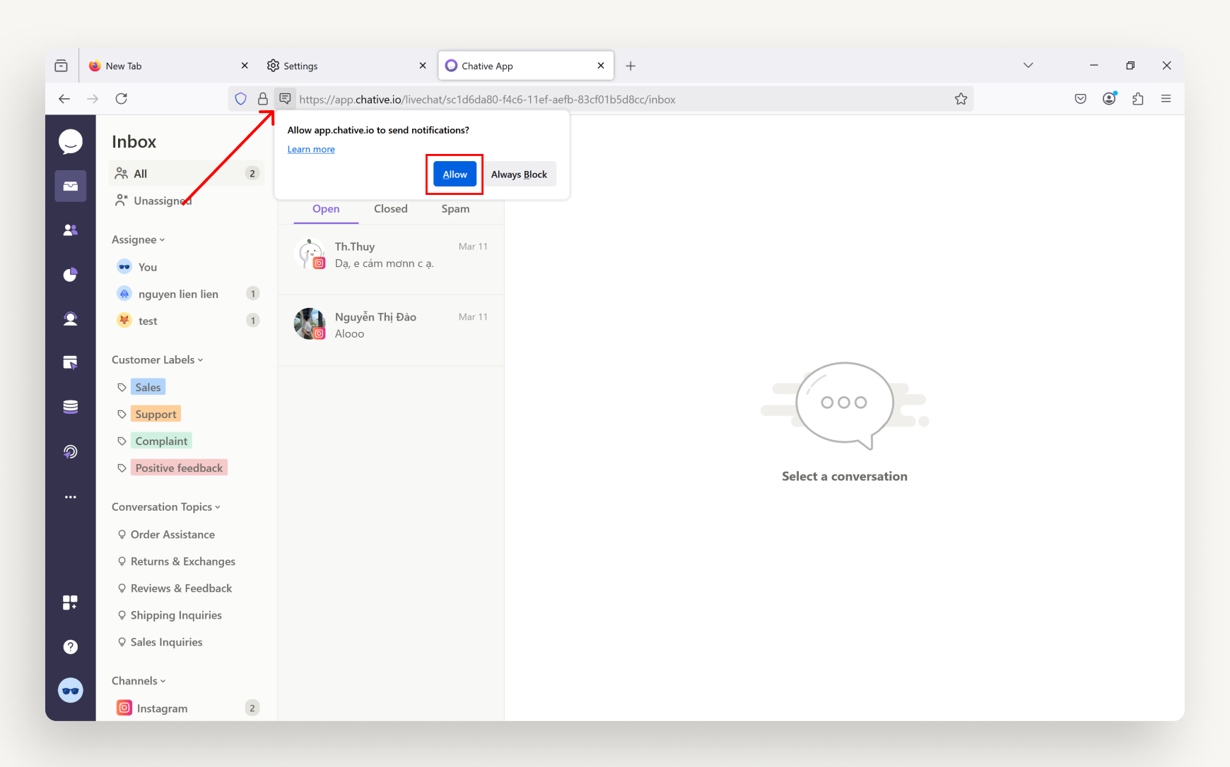 Thông báo Firefox trên Windows - Bước 1