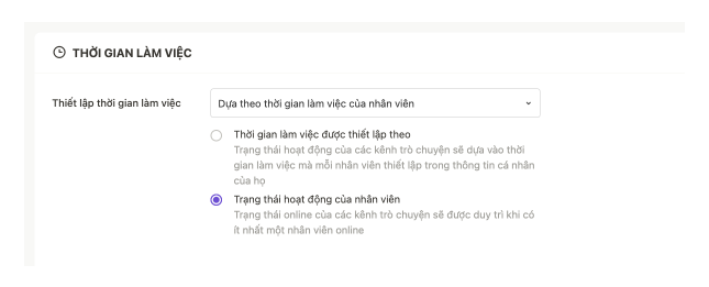 Thiết lập giờ nhân viên