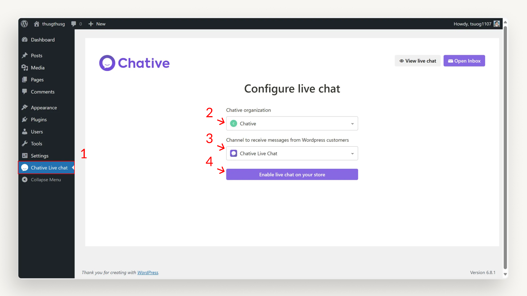 Kích hoạt live chat trên cửa hàng của bạn