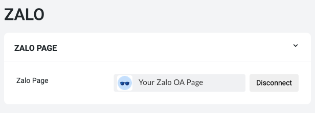 Nhấp vào nút ngắt kết nối trang Zalo OA với ChativeIO