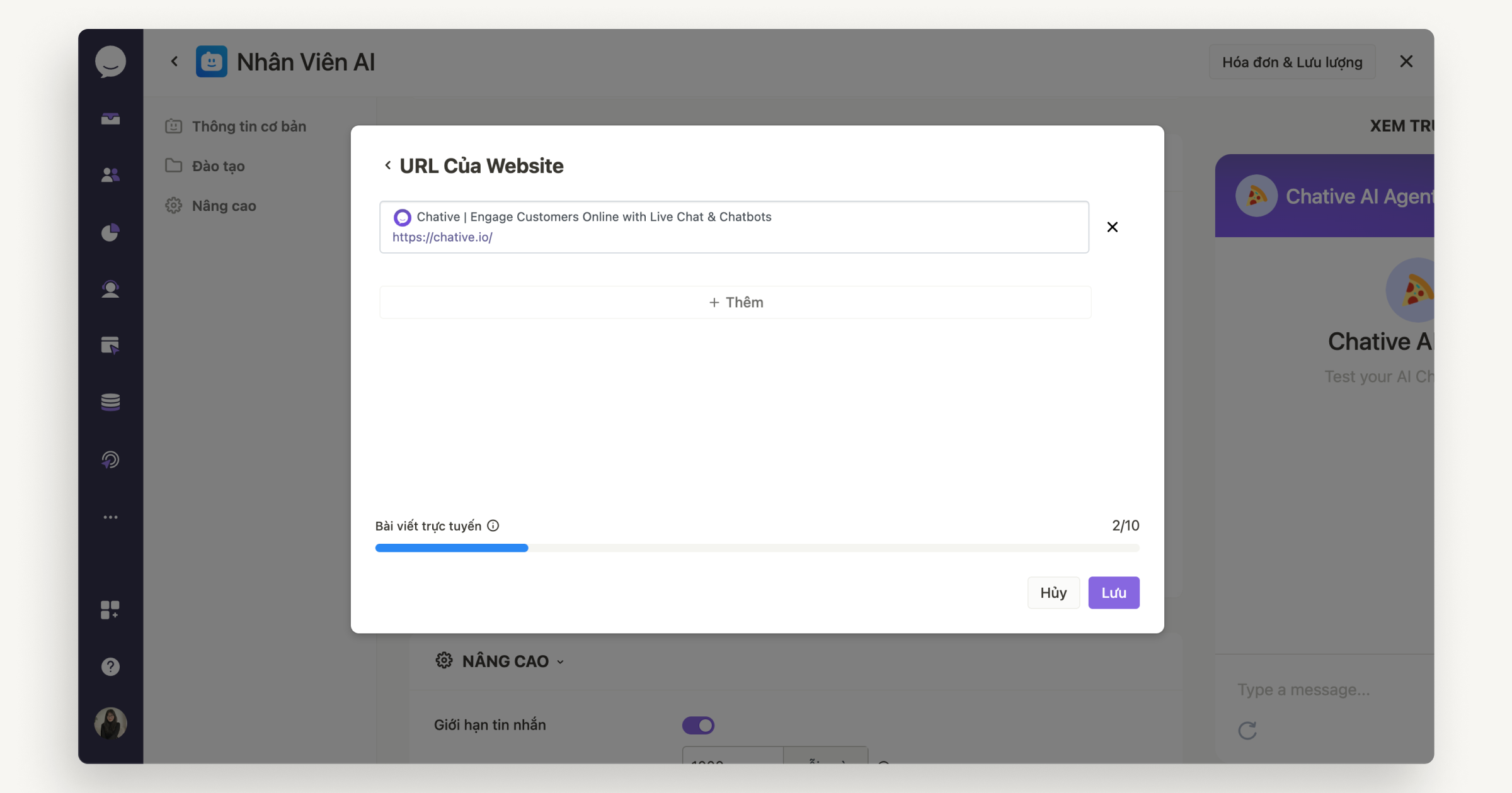 Dán link URL của Website